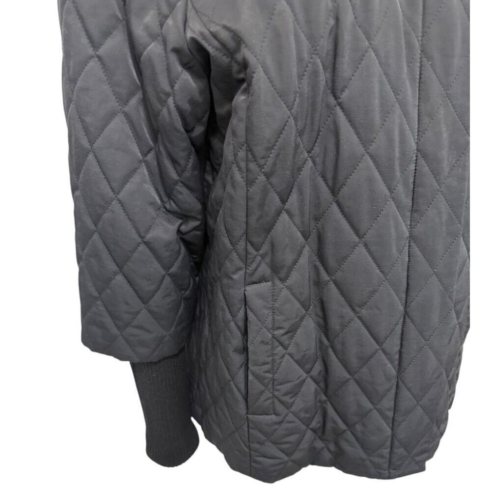 Eileen Fisher System Black Quilted Jacket With Wool Ribbed Collar & Cuffs Size M - Picture 6 of 16